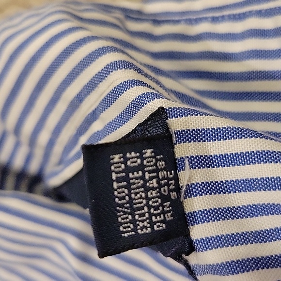 Ralph Lauren Blue White Striped Button Down Up Classic Fit Shirt Cotton Large - Picture 4 of 4